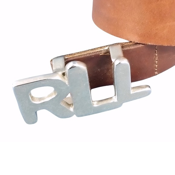 Unique Find!‎ Lauren Ralph Lauren Vtg Brown Leather RLL Monogram Buckle Belt main image 5